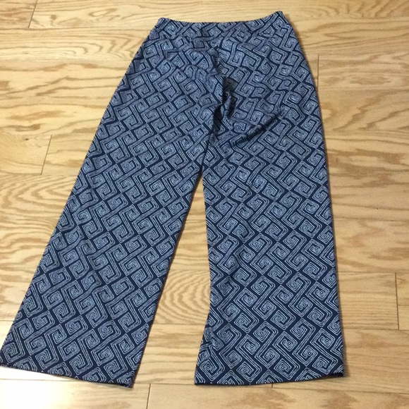 XS Persifor navy geometric print stretch wide leg pants - Picture 4 of 15